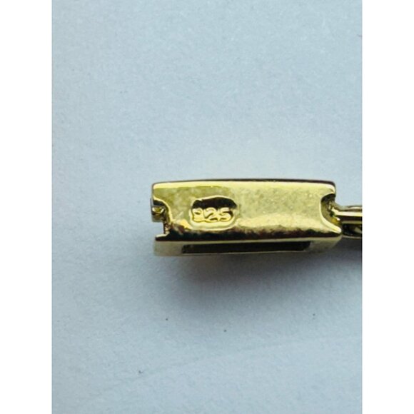 Vintage V Necklace CZ 7-Stone Gold Over Sterling Silver 925, 16", 14.8g Estate - Picture 9 of 10